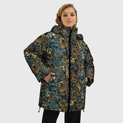 Куртка зимняя женская Классические узоры текстуры, цвет: 3D-светло-серый — фото 2