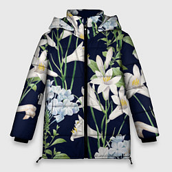 Женская зимняя куртка Цветы Белые Лилии В Саду