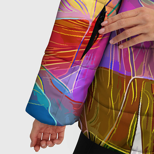 Женская зимняя куртка Красочный цветочный паттерн Лето Colorful floral p / 3D-Светло-серый – фото 5