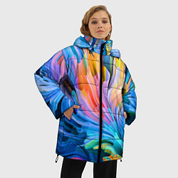 Куртка зимняя женская Красочный абстрактный паттерн Лето Colorful Abstra, цвет: 3D-светло-серый — фото 2