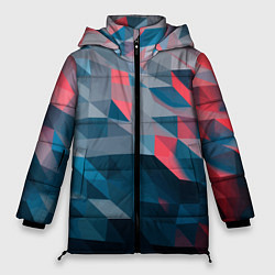 Куртка зимняя женская Абстрактный геометрический паттерн Abstract geomet, цвет: 3D-красный