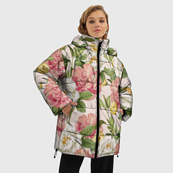 Куртка зимняя женская Цветы Английские Розы, цвет: 3D-красный — фото 2