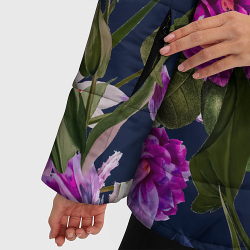 Женская зимняя куртка Цветы Таинственные / 3D-Светло-серый – фото 5