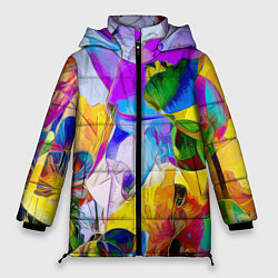 Куртка зимняя женская Цветы Буйство красок Flowers Riot of colors, цвет: 3D-светло-серый