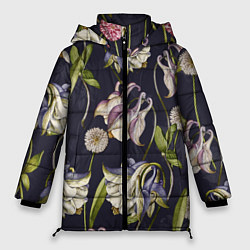 Женская зимняя куртка Цветы Аквилегии