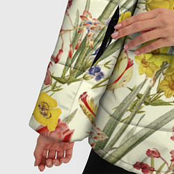 Куртка зимняя женская Цветы Весенние Тюльпаны, цвет: 3D-светло-серый — фото 2