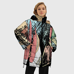 Куртка зимняя женская Абстрактные мазки цветной краской abstraction, цвет: 3D-красный — фото 2