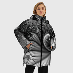 Куртка зимняя женская Футуристический фрактальный абстрактный паттерн Fu, цвет: 3D-красный — фото 2