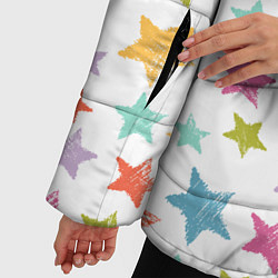 Куртка зимняя женская Яркие и разноцветные звезды, цвет: 3D-красный — фото 2