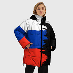 Куртка зимняя женская Российский триколор на темном фоне, цвет: 3D-черный — фото 2