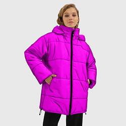 Куртка зимняя женская Однотонный розовый неоновый Пион, цвет: 3D-черный — фото 2