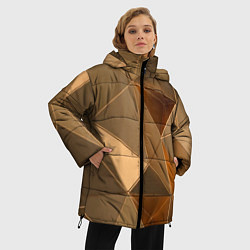 Куртка зимняя женская Золотые 3D треугольники, цвет: 3D-светло-серый — фото 2