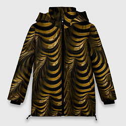 Куртка зимняя женская Черная с золотым оптическая иллюзия Абстракция, цвет: 3D-черный