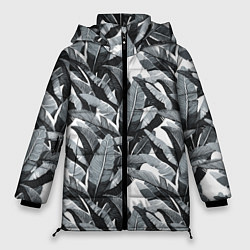 Женская зимняя куртка Чёрно-белые Листья Пальм