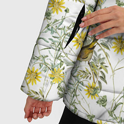 Куртка зимняя женская Цветы Жёлтые С Птицами, цвет: 3D-светло-серый — фото 2