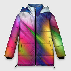 Куртка зимняя женская Абстрактный разноцветный текстурированный фон, цвет: 3D-красный
