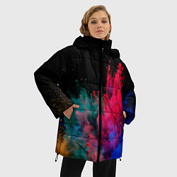 Куртка зимняя женская Брызги сухих красок, цвет: 3D-черный — фото 2