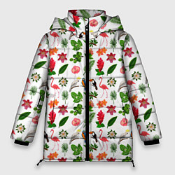 Куртка зимняя женская TEXTURE OF EXOTIC FLORA AND FAUNA, цвет: 3D-светло-серый
