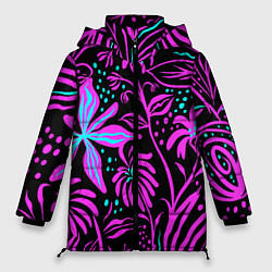 Куртка зимняя женская Цветочная композиция Fashion trend, цвет: 3D-черный