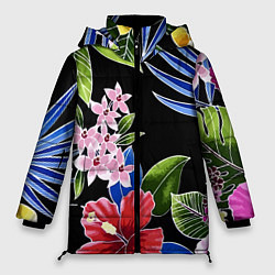 Куртка зимняя женская Floral vanguard composition Летняя ночь Fashion tr, цвет: 3D-черный
