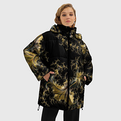 Куртка зимняя женская Черный с золотым фрактал мини Абстракция, цвет: 3D-светло-серый — фото 2