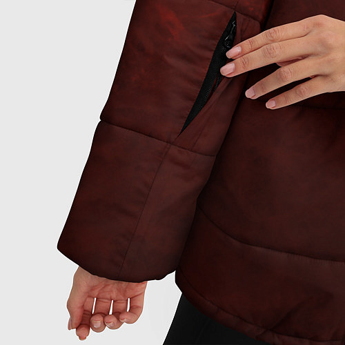 Женская зимняя куртка Мраморный красно-черный градиент / 3D-Светло-серый – фото 5