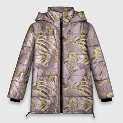Куртка зимняя женская Золотистые бабочки, цвет: 3D-светло-серый