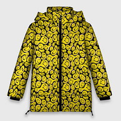 Куртка зимняя женская Деление смайликов, цвет: 3D-черный