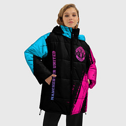 Куртка зимняя женская Manchester United Neon Gradient, цвет: 3D-черный — фото 2