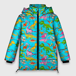 Куртка зимняя женская FUNNY DINOSAURS, цвет: 3D-светло-серый