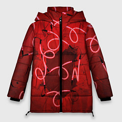 Куртка зимняя женская Неоновые закрученные фонари - Красный, цвет: 3D-красный