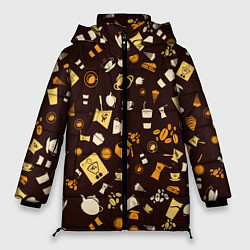 Куртка зимняя женская COFFEE PREPARATION TEXTURE, цвет: 3D-черный
