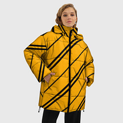 Куртка зимняя женская Полосы желтые черные, цвет: 3D-светло-серый — фото 2
