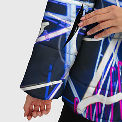 Куртка зимняя женская Неоновые хаотичные линии и буквы - Синий, цвет: 3D-красный — фото 2