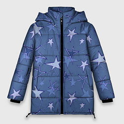 Куртка зимняя женская Gray-Blue Star Pattern, цвет: 3D-черный