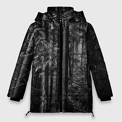 Куртка зимняя женская Темный жуткий лес, цвет: 3D-светло-серый