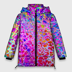 Куртка зимняя женская Красочные всплески красок Экспрессия, цвет: 3D-красный