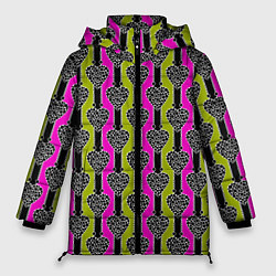Куртка зимняя женская Striped multicolored pattern Сердце, цвет: 3D-черный