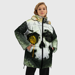 Куртка зимняя женская Череп на поверхности в красках - Жёлтый, цвет: 3D-красный — фото 2