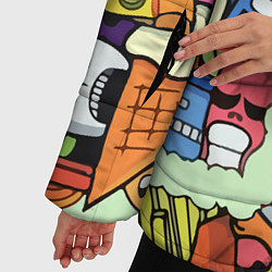 Куртка зимняя женская Fast food pattern Pop art Fashion trend, цвет: 3D-черный — фото 2