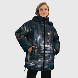 Куртка зимняя женская Ночная улица города - Белый, цвет: 3D-светло-серый — фото 2