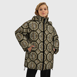 Куртка зимняя женская Классические узоры - ромбы, цвет: 3D-черный — фото 2
