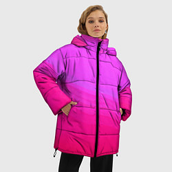 Куртка зимняя женская Neon pink bright abstract background, цвет: 3D-светло-серый — фото 2