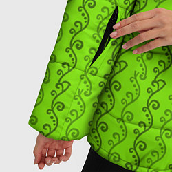 Куртка зимняя женская Зеленые узоры в виде листочков, цвет: 3D-светло-серый — фото 2