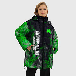 Куртка зимняя женская Pubg - зелёное пламя, цвет: 3D-черный — фото 2