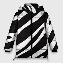 Куртка зимняя женская Анималистичный рисунок зебра, цвет: 3D-светло-серый