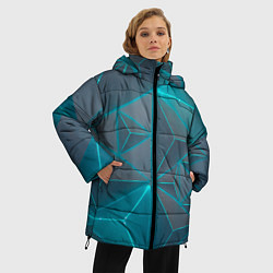Куртка зимняя женская Неоновая киберпанк броня - Светло-синий, цвет: 3D-светло-серый — фото 2