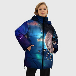 Куртка зимняя женская Космическое столкновение объектов, цвет: 3D-красный — фото 2