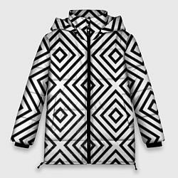 Куртка зимняя женская Абстрактные геометрические ромбы - Обман зрения, цвет: 3D-светло-серый
