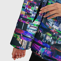 Куртка зимняя женская Ночной город - glitch, цвет: 3D-светло-серый — фото 2
